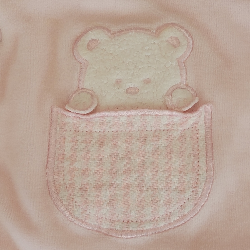 MINIBASIX ♡ Sweet Vintage Pink 'n White Baby Girl Velvet Teddy Bear Bunting 0-3M - Picture 6 of 17